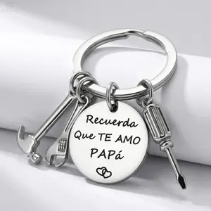 Stainless Steel Mini Tool Keychain for Men Father's Day Gift - Creative Wrench Hammer Screwdriver Pendant Key Ring - Birthday Gifts for Dad Papa Stepdad Men's Car Key Accessory summerwins