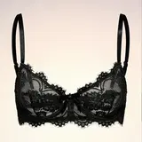 【Black Friday】French Style Eyelash Lace Underwire Bra with Adjustable Straps, Elegant Breathable Push-Up Bra for Women, Stylish & Comfortable Lingerie