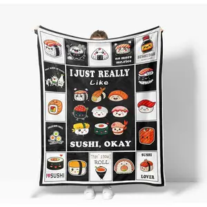 Sushi Throw Blanket Soft Warm Cozy Food Blankets Fuzzy Plush Fleece Sushi Blanket for Couch Bed Sofa Home Decor 40''X50''