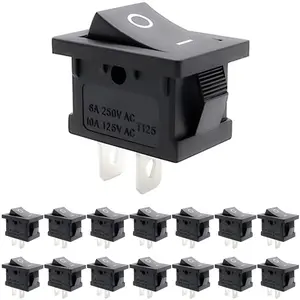 15 count AC 6A/250V 10A/125V 2 Solder Lug SPST On/Off Mini Boat Rocker   Auto Boat Round Rocker 2 Pin Toggle SPST  Snap