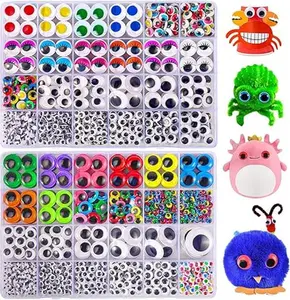 2500PCS Googly Eyes, 48 Styles Googly Eyes Self Adhesive for Crafts, Multi Colors and Sizes Wiggle Eyes for DIY Art Projects Craft Supplies