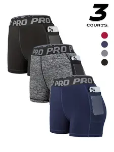 Women's Pocket Gym Shorts, Breathable Comfortable High Stretch Yoga Shorts, Ladies Sportswear for Indoor Outdoor Wear, Breathable Compression Shorts