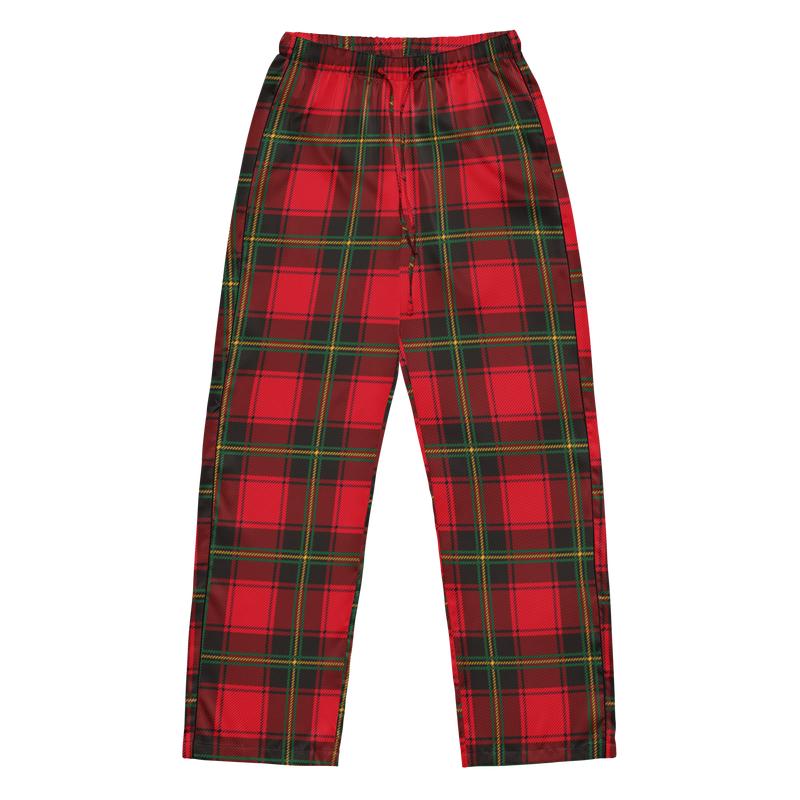 RED AND GREEN PLAID SILKY PAJAMA SET