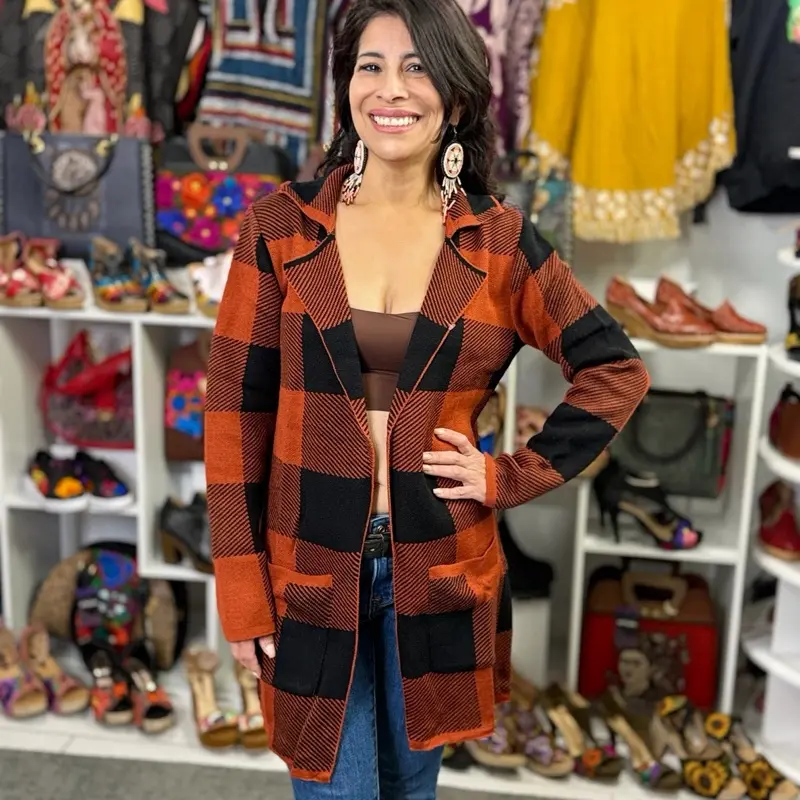 Cardigan cuadros S/M/L Artisanal Cardigan Made in Mexico Handcrafted Soft Cozy Layering Piece for Chilly Mornings Cool Evenings Everyday Wear