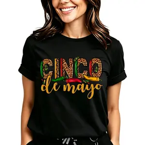 Cinco De Mayo Leopard Peppers T-Shirt for Women Men Cotton Clothing