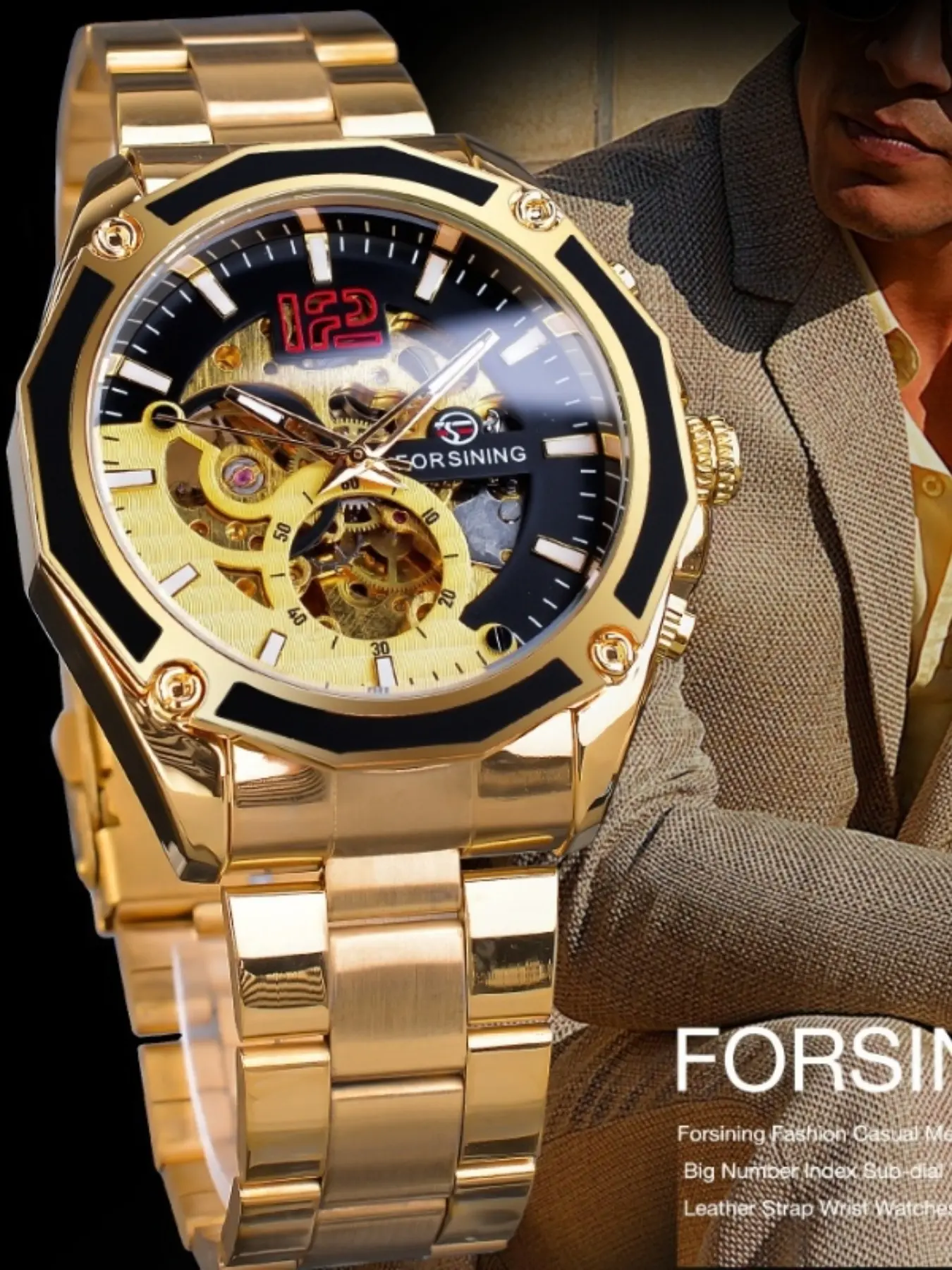 Men's Mechanical Watch, High-Value Stylish Casual Design, Luxurious Hollow Automatic Watch, Trendy Analog Face with Durable Alloy Case, Exquisite Band Watch, Analog Watches