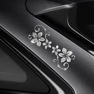 Four Vine Flower Car Sticker, Shiny Plant Floral Pattern, Self-Adhesive No Residue, Easy Installation for Cars Trucks Motorcycles Windows Laptops, Universal Car Sticker, Car Decals