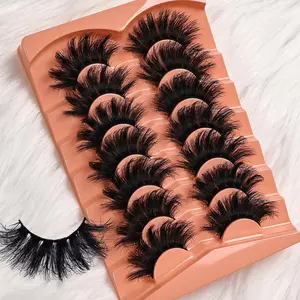 7 Pairs 3D Faux Mink False Eyelashes Messy Natural Looking Soft Reusable Fake Lashes Fluffy Lightweight Fit All Eye Shapes for Daily Commute Party Wedding Dating Makeup Women