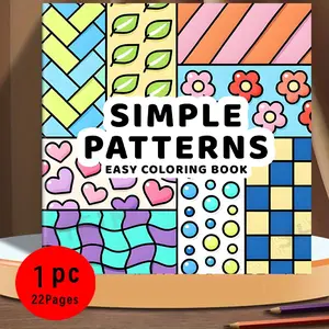 Simple Patterns Coloring Book for All Ages - 22 Bold Easy Pages, 120gsm No Bleed Paper, Non-Toxic Odorless | Perfect for Stress Relief, Mindfulness, Creative Fun & Creativity | Kids Teens Adults Friendly