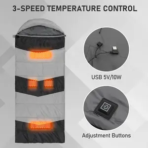 USB Heated Sleeping Bag Lightweight Waterproof Rectangular Envelope for Backpacking Hiking Winter Camping Portable Compact Outdoor Gear
