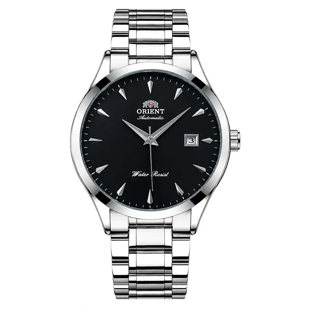 Orient Men Automatic Mechanical Watch Polished Stainless Steel Band Date Display Waterproof Classic Business Casual Gradient Dial Male Wristwatch Luxury Daily Wear Gift Watch