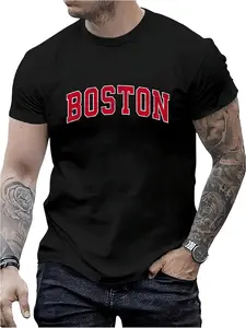 100% Cotton Boston Massachusetts MA Vintage Sports Design Red Design T-Shirt