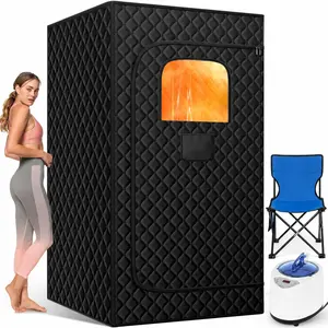 Extra Large Foldable Full Body Home Steam Sauna Kit with 3L 110V Stainless Steel Remote Steam Generator