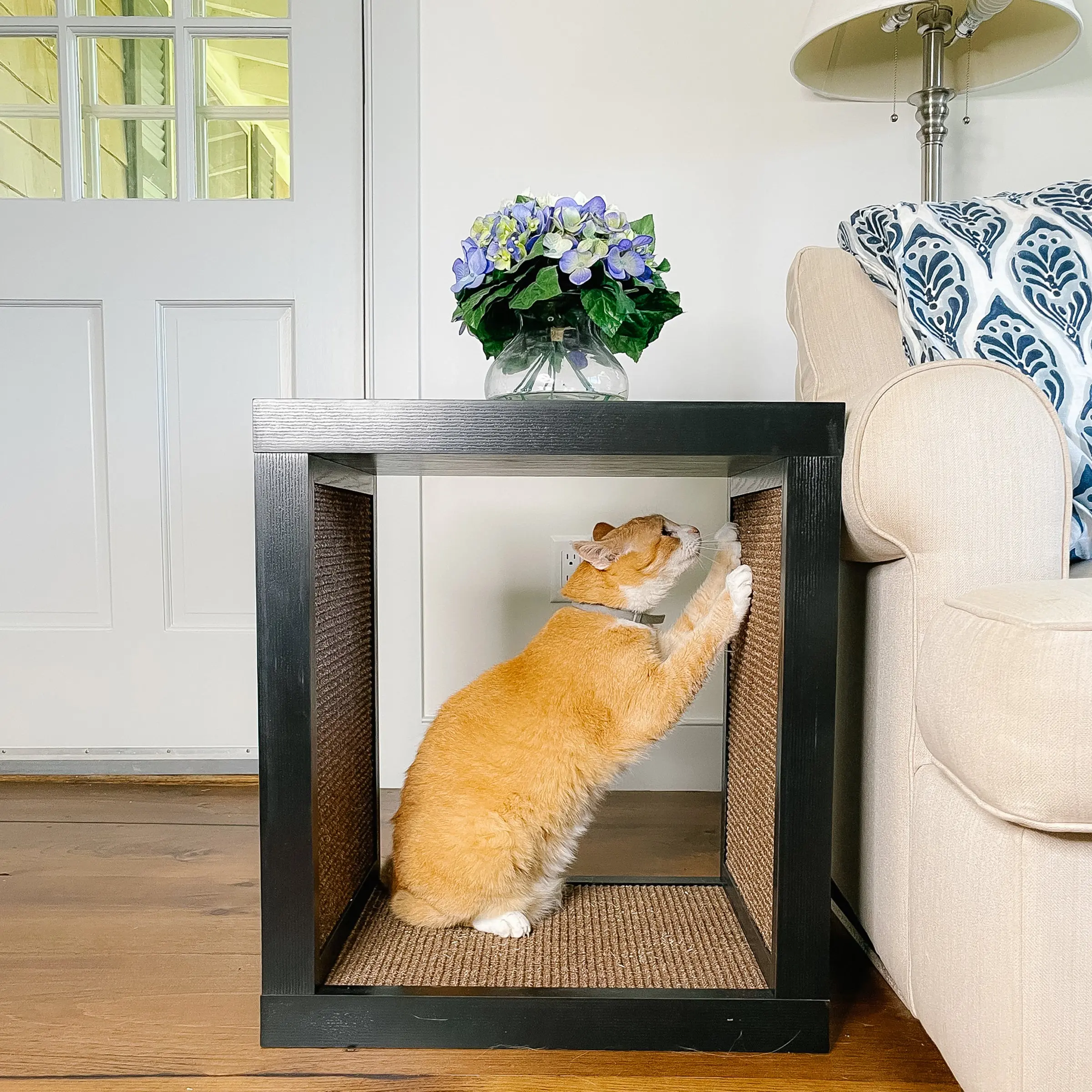 Bailey Cat Scratcher End Table - Stylish Sisal Scratcher Made from High Quality Engineered Wood, Versatile Design, 23.75" x 20.75"W x 15"D in Espresso