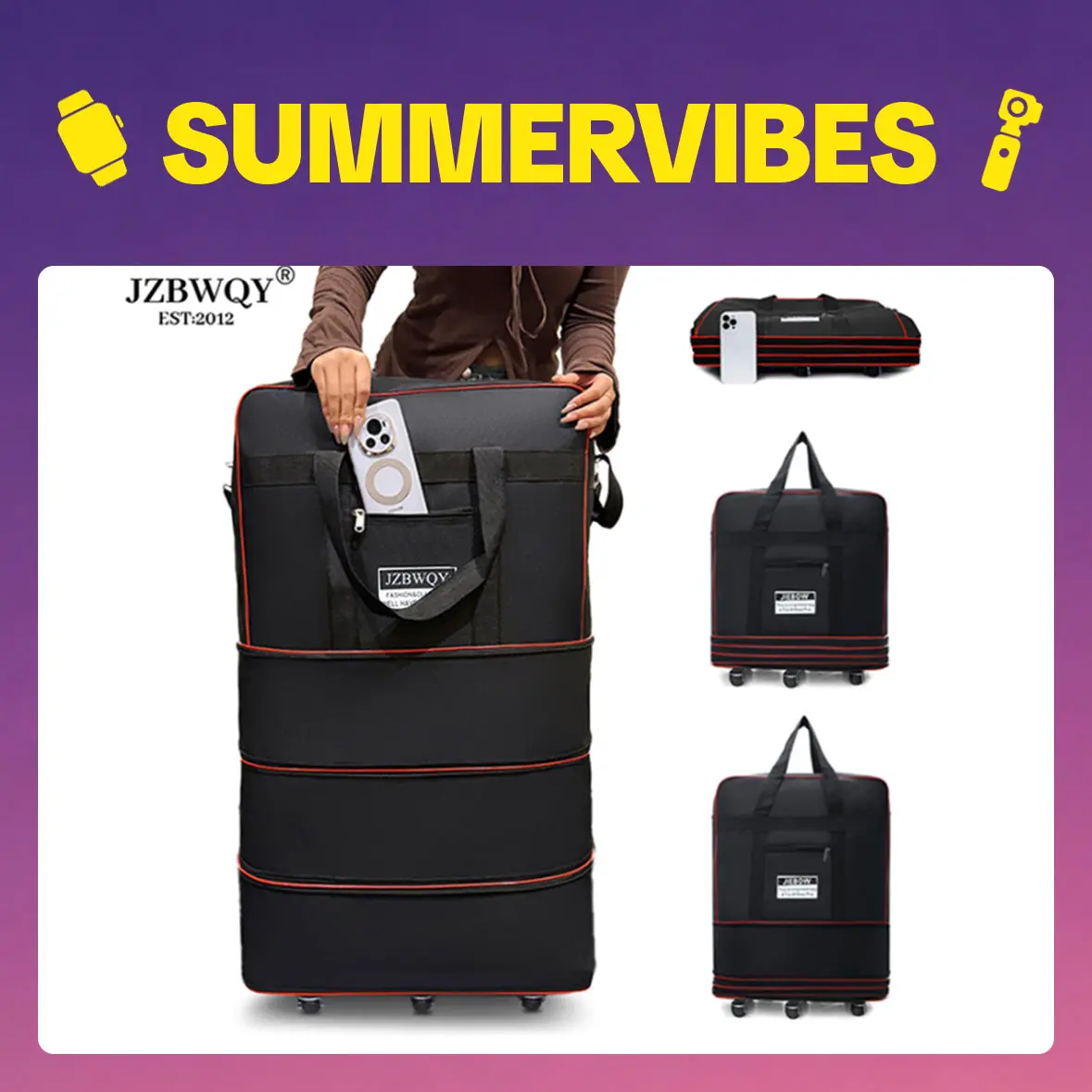JZBWQY 100L Expandable Foldable Lightweight Rolling Luggage - 360 JZBWQY 100L Expandable Foldable Lightweight Rolling Luggage - 360