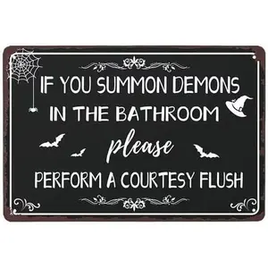 Gothic Bathroom Decor: 12 * 8 inches Tin Sign - Funny Dark Humor Goth, Witchy, Halloween & Goth Room Metal Wall