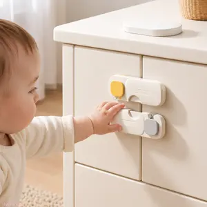 New 2026 Child Drawer Safety Lock with Adhesive No Drill Design for Baby and Pet Proofing Cabinet Doors Easy Install Secure Practical Home Safety US Design