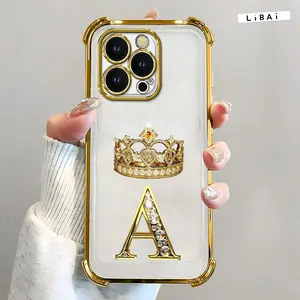 Suitable for [iPhone 15 Pro] New high-end crown electroplated gold edge mobile phone case new business simple explosion-proof mobile phone case affordable anti-fall anti-fingerprint-888