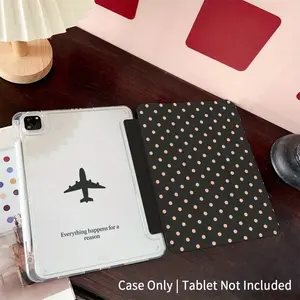 Polka-Dot Airplane Print Tablet Case, Soft Shock-Absorbing Protection, With Pen Slot, Ultra-Thin/Stand Function/Auto-Wake, Compatible With IPad 9.7/10.2/10.9/11/12.9, 10th Gen, Air 11, Air 4/5/6, And Galaxy A7/A8/A9+/S6/S7/S8/S9/S9FE/S10+ Series.