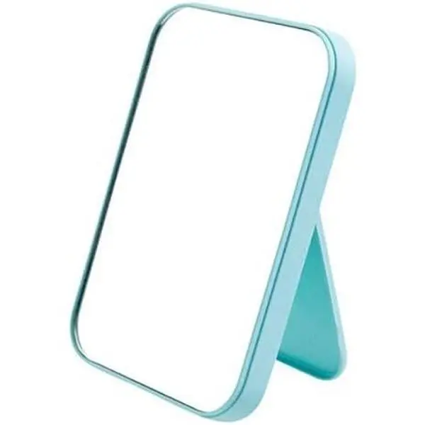 Desktop Foldable Makeup Mirror Simple Portable Princess Mirror Square Makeup Mirror Small Mirror with Stand for Women (Beige)