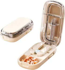 Portable Pill Cutter with Adjustable Slots – Multi Pill Splitter for Small & Large Tablets, Stainless Steel Blade, Clear Cut, Non-Slip Design, Easy to Use for Weekly Medication