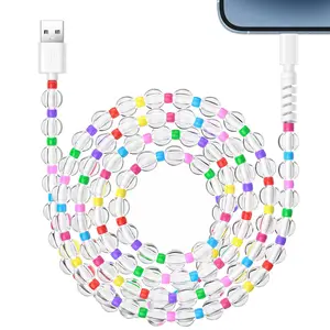 for iPhone Charging Cable 66W Beaded Phone Charger Cable [MFi Certified] 6.6FT/2M Long Fast Charger Cord Cute USB A Charging Cord for iPhone 14 13 12 11 Pro Max 8 7 6 Plus iPad Pro/Air/Mini