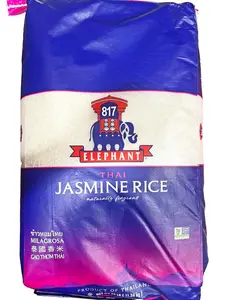 817 Elephant Thai Hom Mali Jasmine Rice - 15 lb Bag - Authentic White Rice - Great for Thai Recipes, Curries & Pilafs - Cook in Microwave or on Stove Top