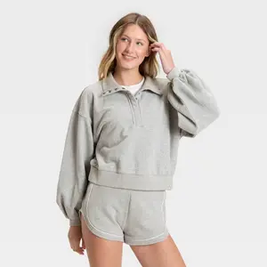 Women's Henley French Terry Sweatshirt - JoyLab