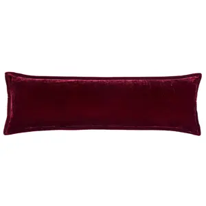 Sienna Faux Silk Velvet Long Lumbar Pillow Red Garnet