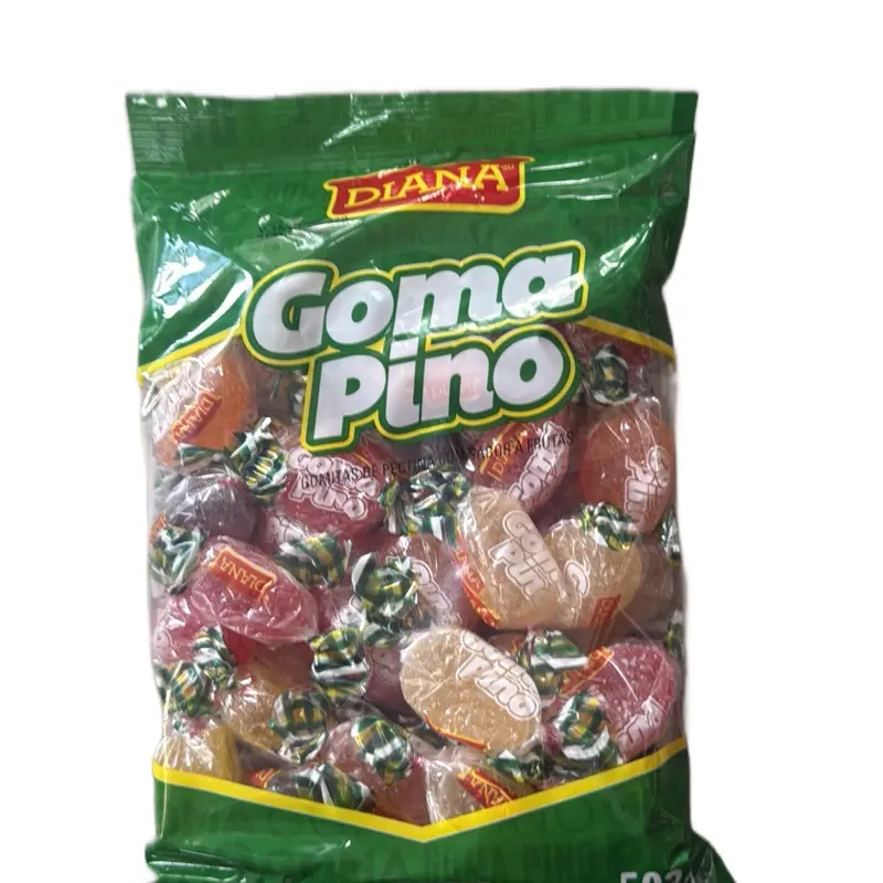 Goma pino Diana Bolsa Familiar 503g is a fruit-flavored, chewy gummy candy 503g