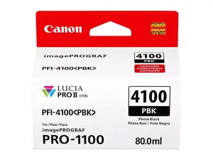Canon PFI-4100 80ml Pigment Ink Tank for imagePROGRAF PRO-1100 Printer, Photo Black