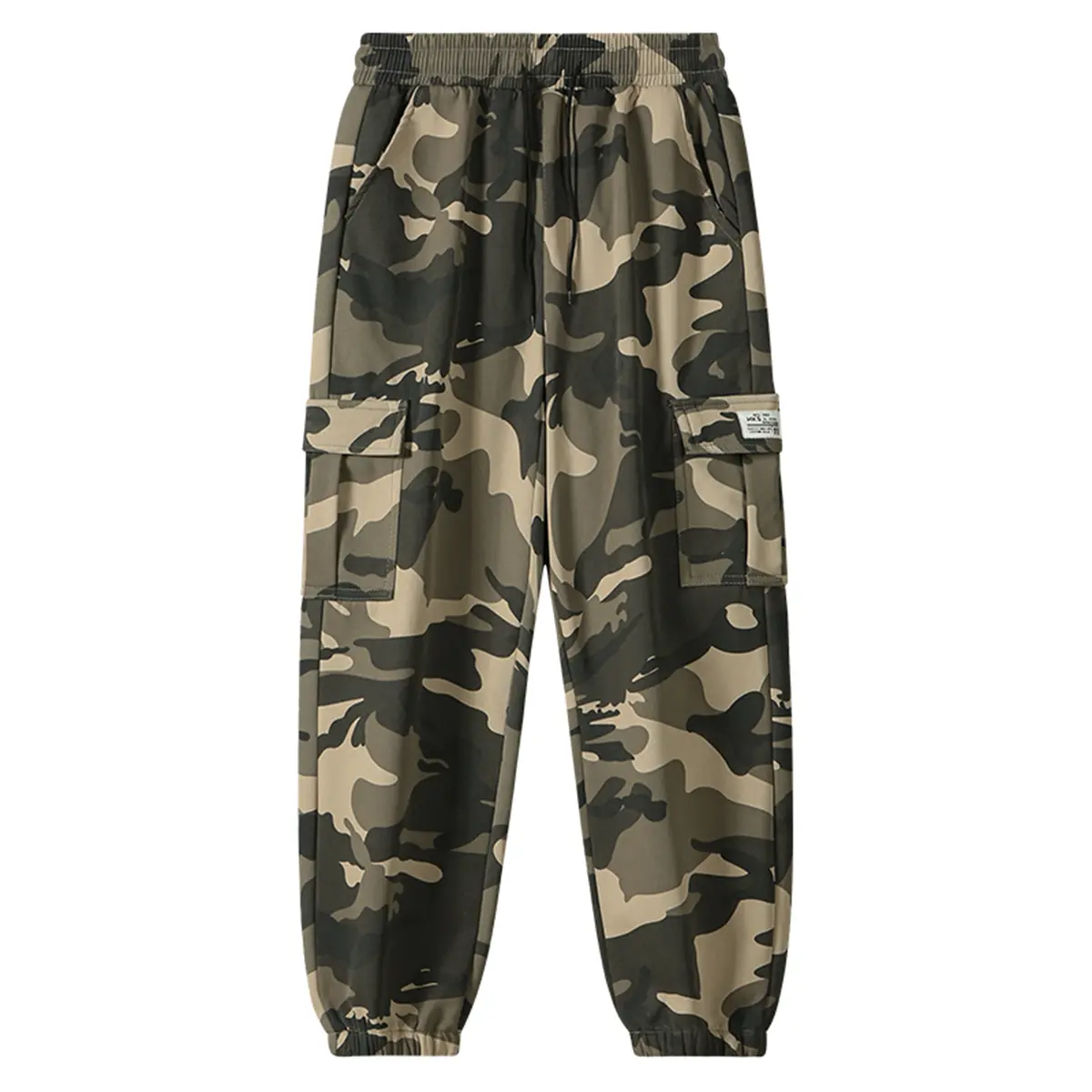Men's Casual Camouflage Work Pants - Elastic, Fashion, Daily, Dual-Purpose Menswear with Adjustable Drawstring Waistband, Multiple Pockets, Loose Fit for Spring-Autumn Outdoor, Street Wear, Elastic Men's Pants, Fashion Men's Pants