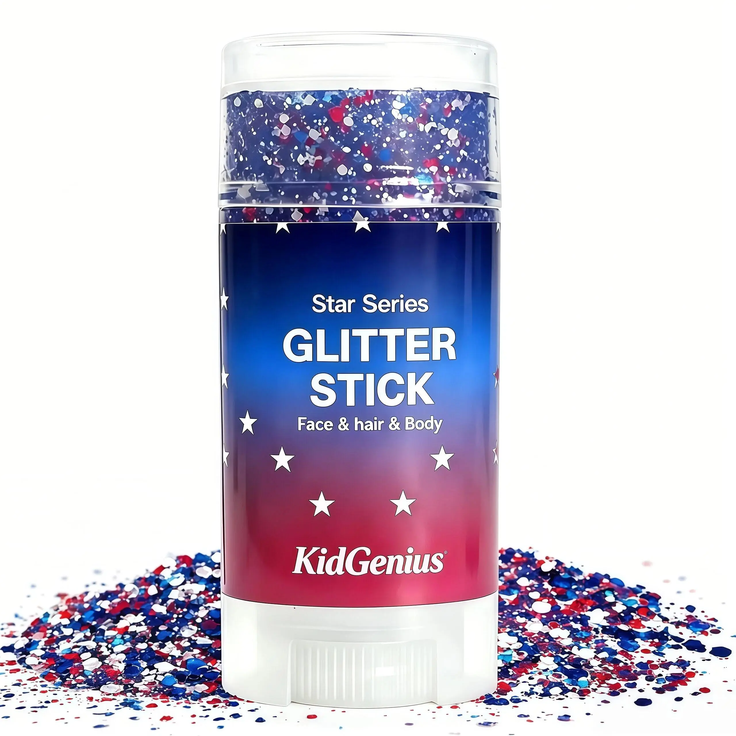 KIDGENIUS Glitter Stick Cosmetic Shimmer – Gentle Smooth Face Hair Body Glitter Makeup Stick, Waterproof Long Lasting Highlighter Glitter Gel for Kids Party, Cosplay, Daily DIY Art, All Skin Types