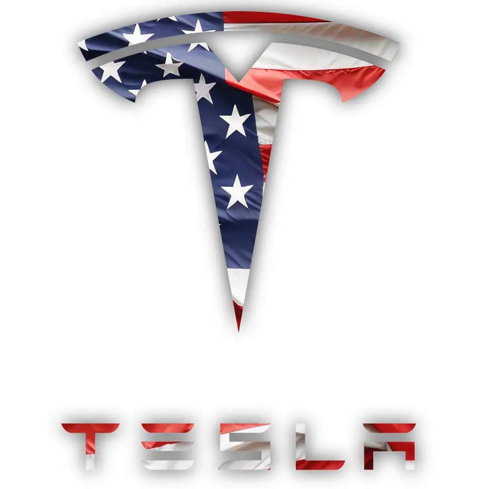 American Flag Tesla Logo Cut To Shape Vinyl Sticker (Automotive)