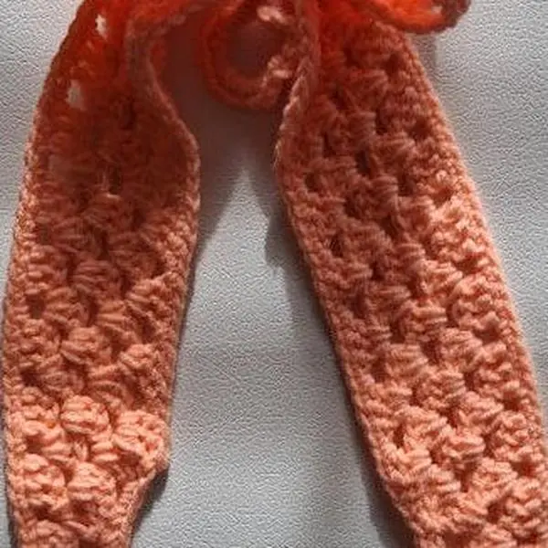 Granny Square Crochet Hair Bow - Peachy Blush