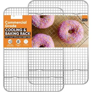 18/8 Stainless Steel Cooling Rack, Heavy Duty Baking Rack For Oven Cooking, Fits Half Sheet Pan, Wire Rack For Cooking, 11.5" x 16.5" - 2 Pack