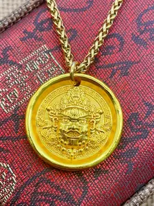 Men's Pendant Necklace, 24k Plated Dragon Bone Chain, Fashionable Energy Statement Jewelry, Perfect Gift for Father/husband