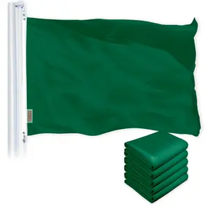 G128 5 Pack: Solid Dark Green Color Flag | 2x3 Ft | LiteWeave Pro Series Printed 150D Polyester | Indoor/Outdoor, Vibrant Colors, Brass Grommets, Thicker and More Durable Than 100D 75D Polyester