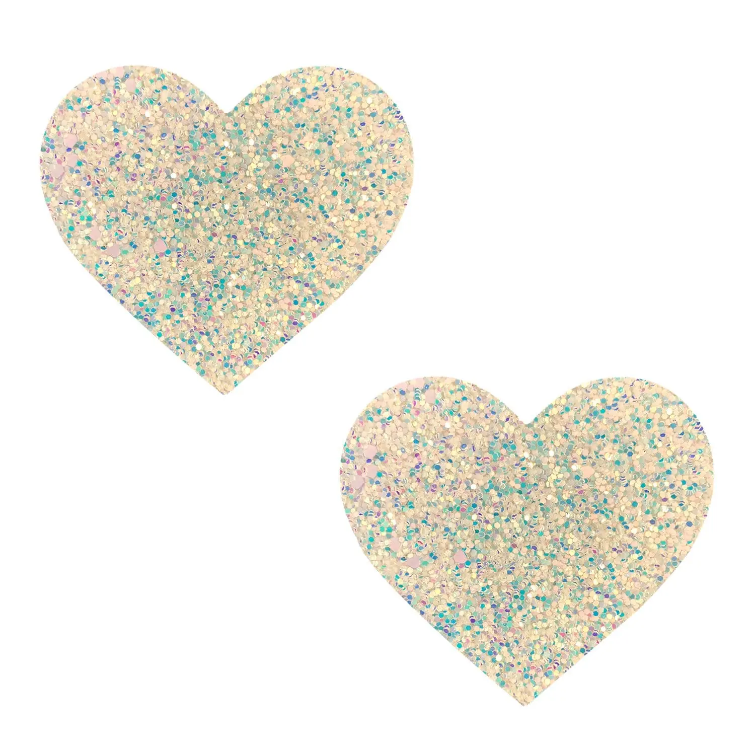 Super Sparkle White Ice Ice Baby Iridescent Glitter I Heart U Nipple Cover Pasties