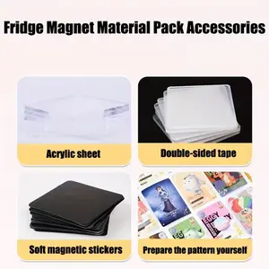 90 pieces of transparent acrylic fridge magnets DIY kit material pack, magnetic photo frame fridge magnets, handmade photo fridge magnets, perfect gifts for birthdays, anniversaries, Mother's Day, Father's Day, and Teacher's Day, decorations