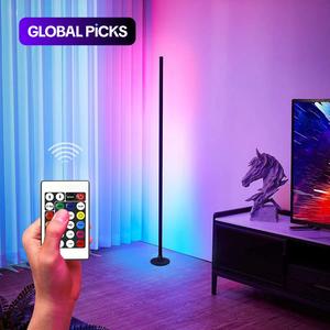 RGBIC Corner Floor Lamp, USB Powered LED Floor Lamp with Remote Control, Color Changing LED Lamp for Living Room & Bedroom