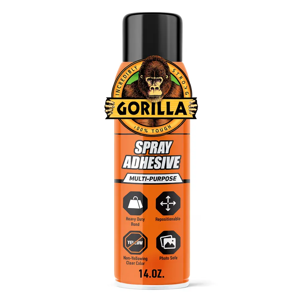 Gorilla Heavy Duty Strong Adhesive Spray, Clear 14 oz All-Purpose Glue with Comfort Nozzle, 1-Pack for Indoor or Outdoor Use (Back to School)