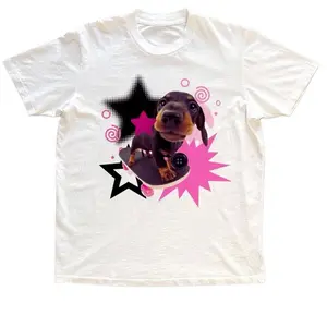 Retro Indie Kidcore Dachshund T-Shirt , Y2k Clothing, Pop Aesthetic Graphic Tee, Vintage, Trendy