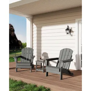 Folding Adirondack Patio Chair – Weather Resistant HDPE, 380 lbs Capacity, collapsible & Durable, Wood Grain Texture, Ideal for Deck, Lawn, Garden, Backyard, Fire Pit(One piece, one box)