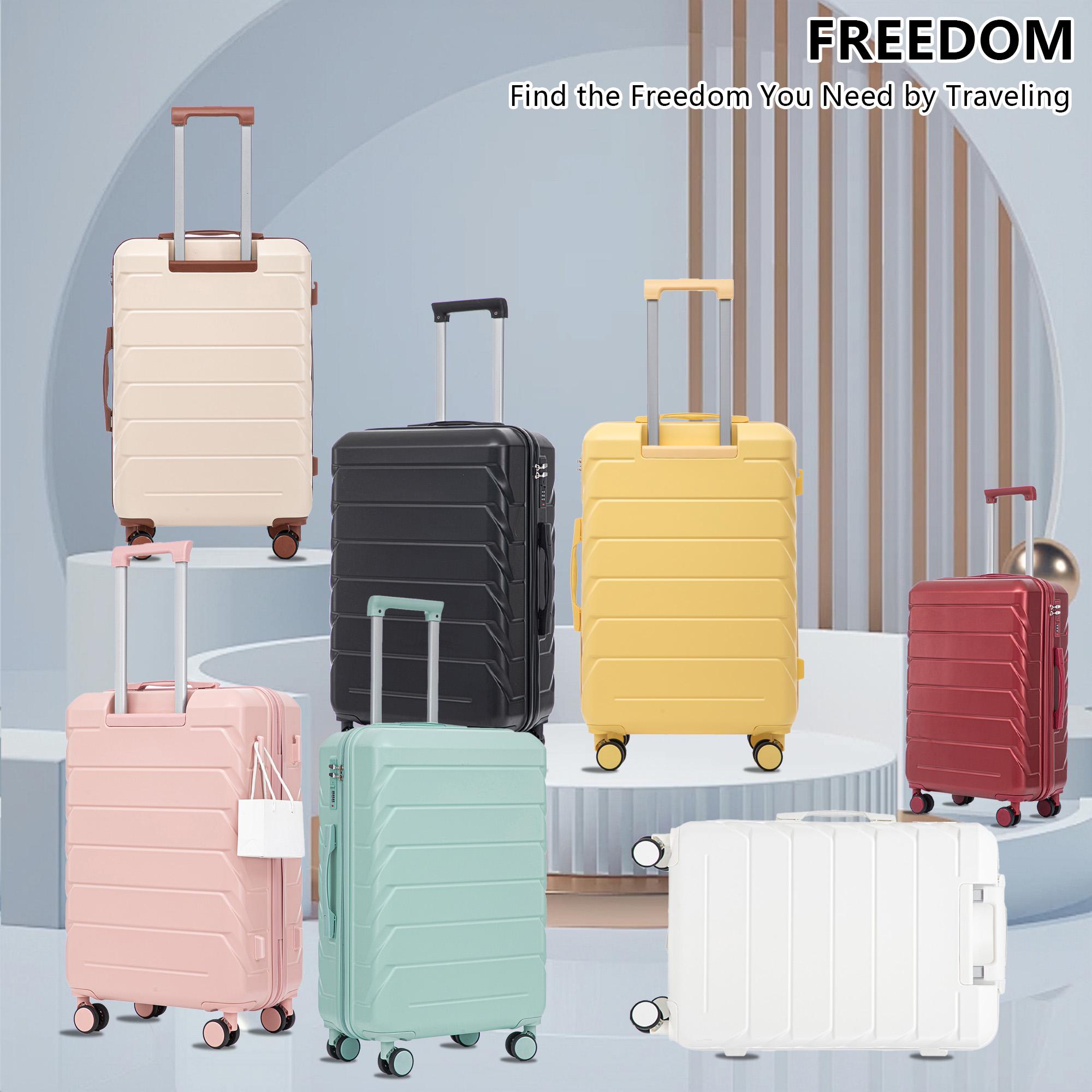 Travel Luggage 3-Piece Set, 20"/24"/28" Hardshell ABS Suitcase with Double Spinner Wheels, Lightweight Expandable Rolling Luggage with Combination Lock, Hardshell Abs Luggage