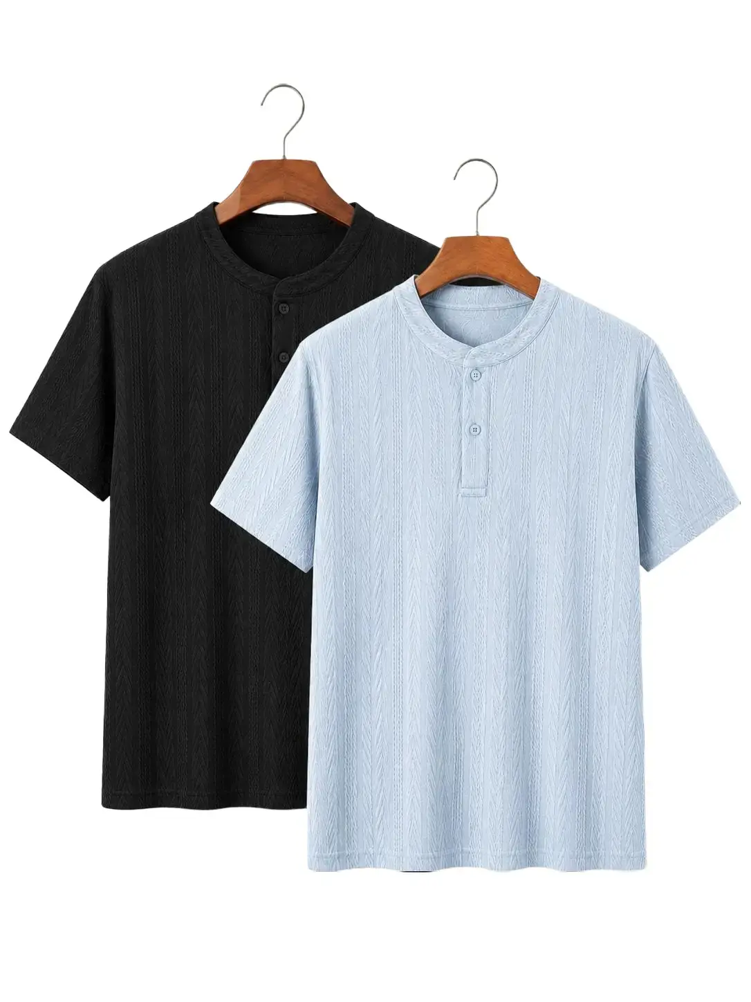 Zaitun Men's Textured Knit Henley Shirt, Short Sleeve Stretch Button Tee, Lightweight Breathable Casual Summer Top, Single / 2 Pack / 3 Pack,back to school,back to school shopping