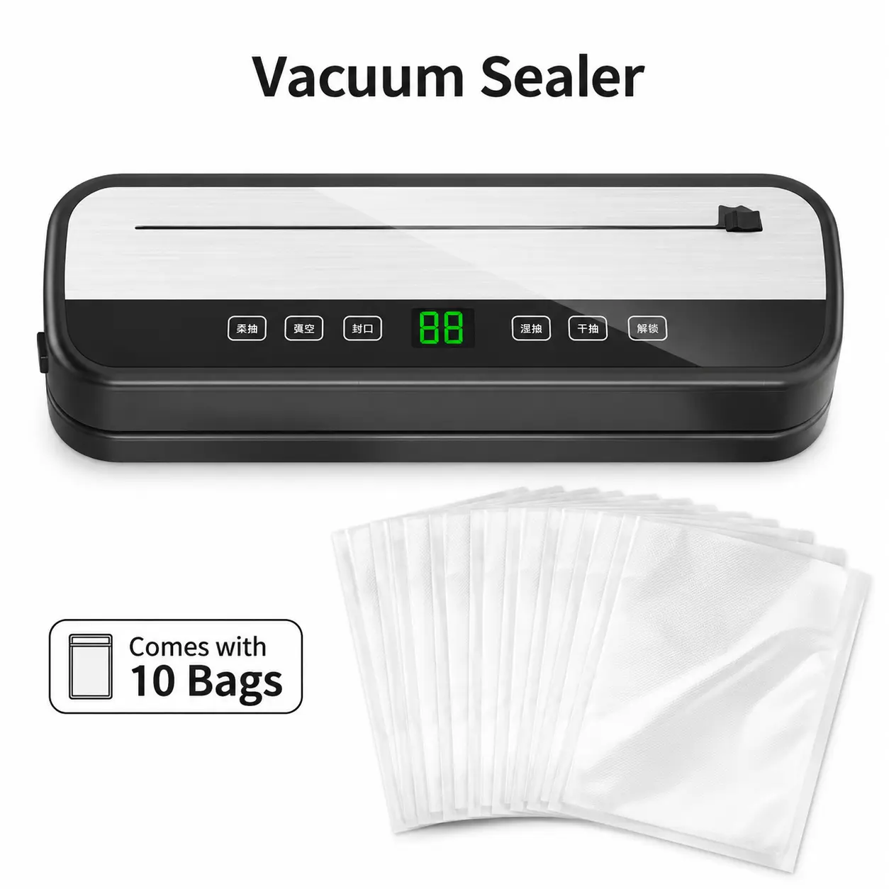 Pure Nova Compact Vacuum Sealer Food Saver with Bag Sealing Function for Home Kitchens - 110V US Plug, 16kPa Vacuum Pressure, Effective Preservation for Dry, Wet, Oil-Based Items, Effective Food Preservation