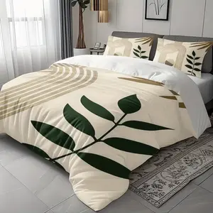 Leaf Pattern Bedding Set, Soft Comfortable Duvet Cover, High Definition Print, Home and Dorm Bedroom Decor, Decorative Bedding Set