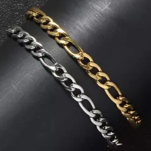 7mm Gold or Silver  Filled Figaro Bracelet