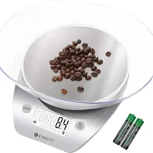 Etekcity 0.1g Food Kitchen Scale, Bowl, for Weight Loss, Dieting, Baking, Cooking, Meal Prep, Digital Grams and Ounces - 11lb/5kg, Stainless Steel Silver.